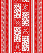 Red White Festive Star Medallion Stripe Rug