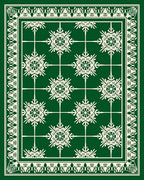 Enchanting Emerald Snowflakes Border Rug