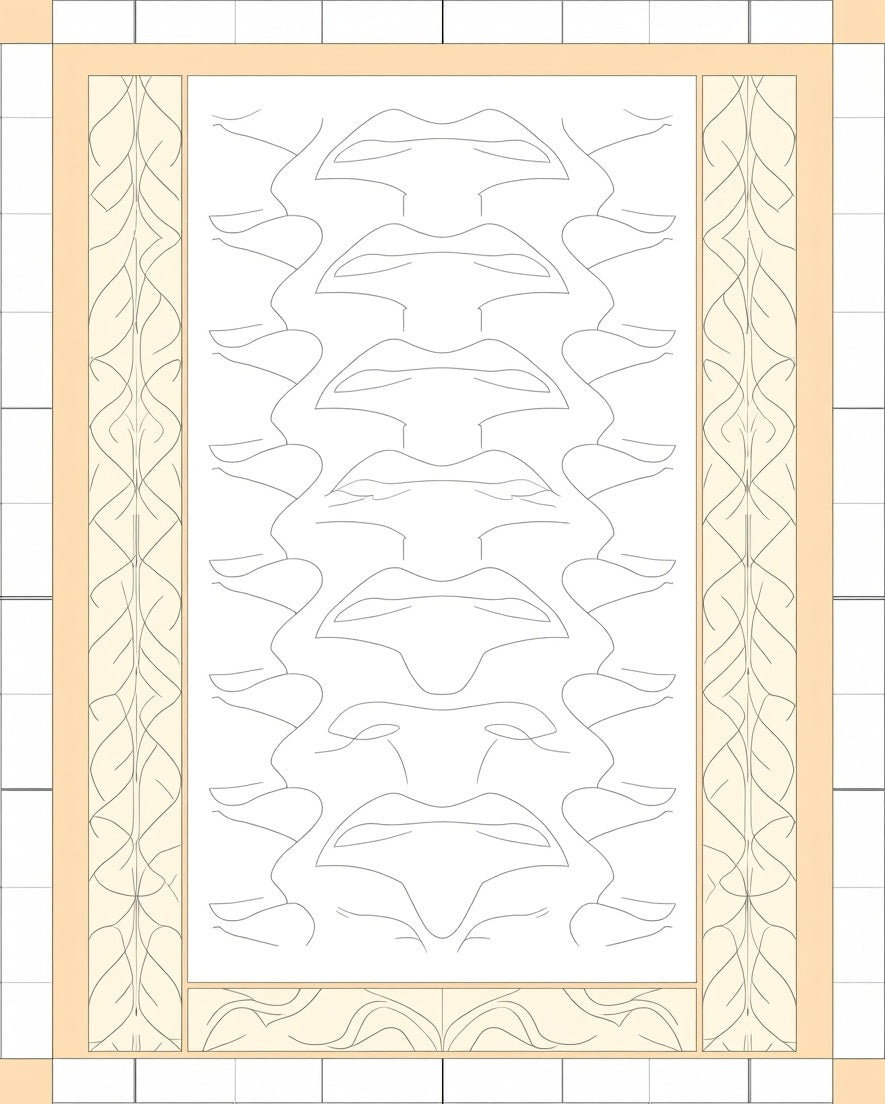Abstract Peach Linear Lip Arrangement Rug