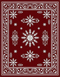 Crimson Snowflakes Ornate Border Rug