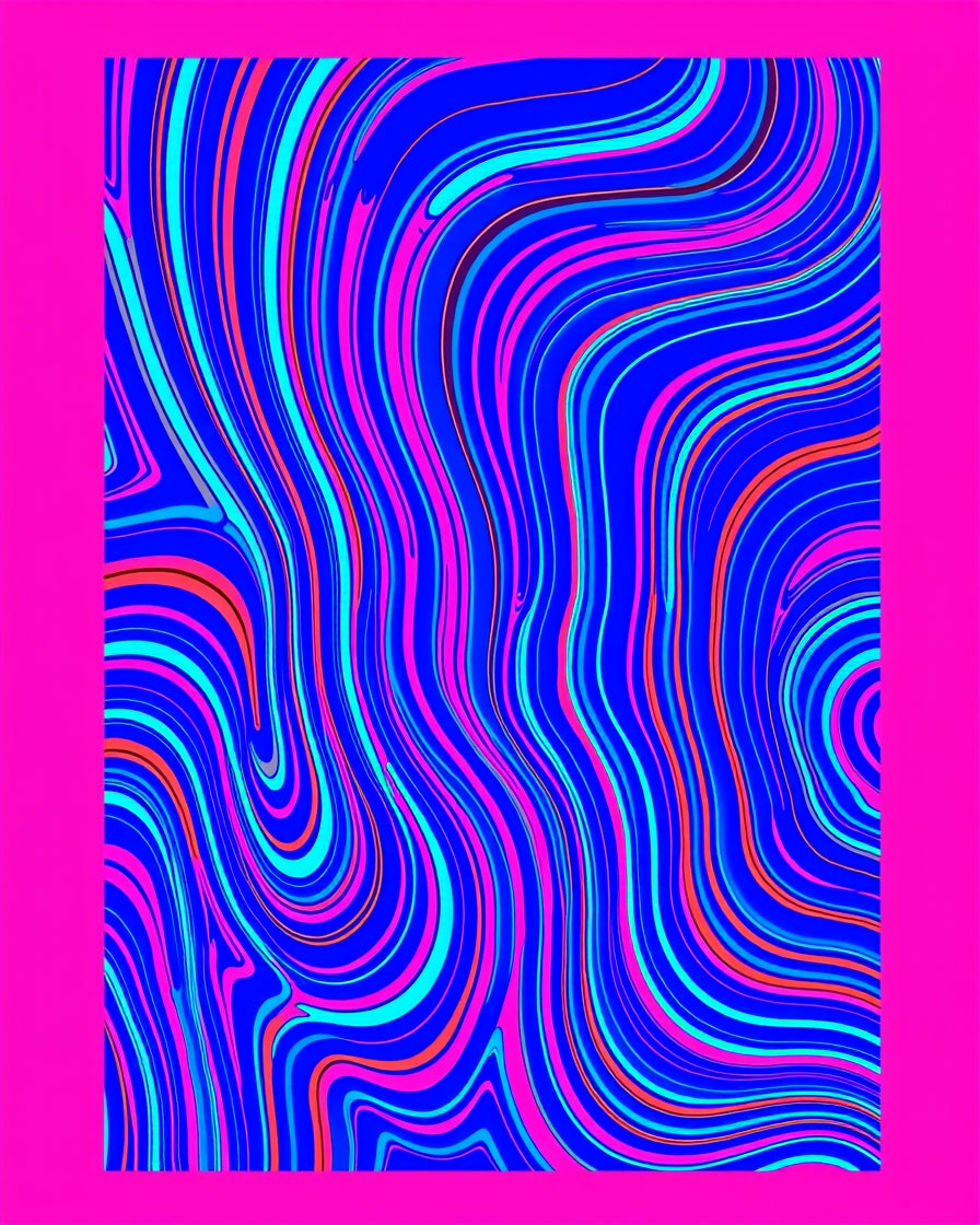 Vibrant Blue Pink Swirl Abstract Rug