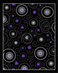 Purple Starburst Circles Black Rug