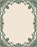 Dark Green Floral Accented Square Frame Rug