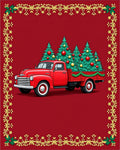 Red Truck Christmas Trees Garland Rug