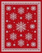 Crimson Snowflake Festive Border Rug