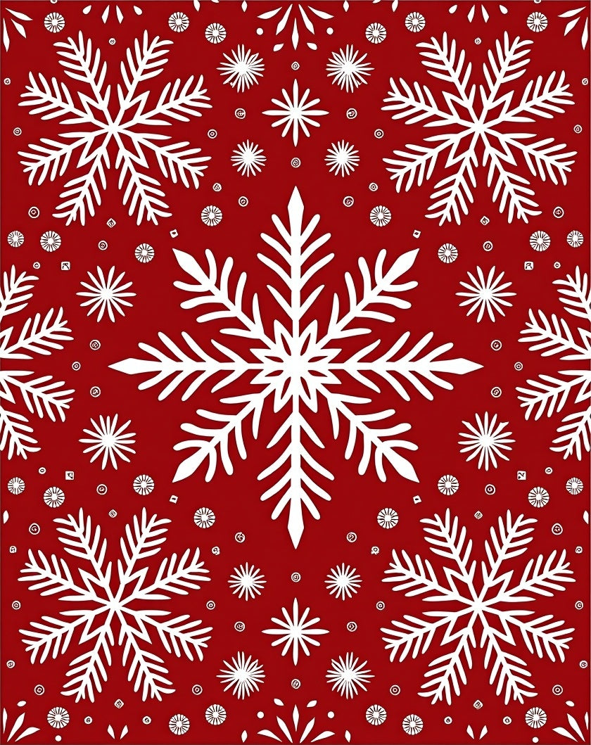 Festive Red Snowflake Garland Rug