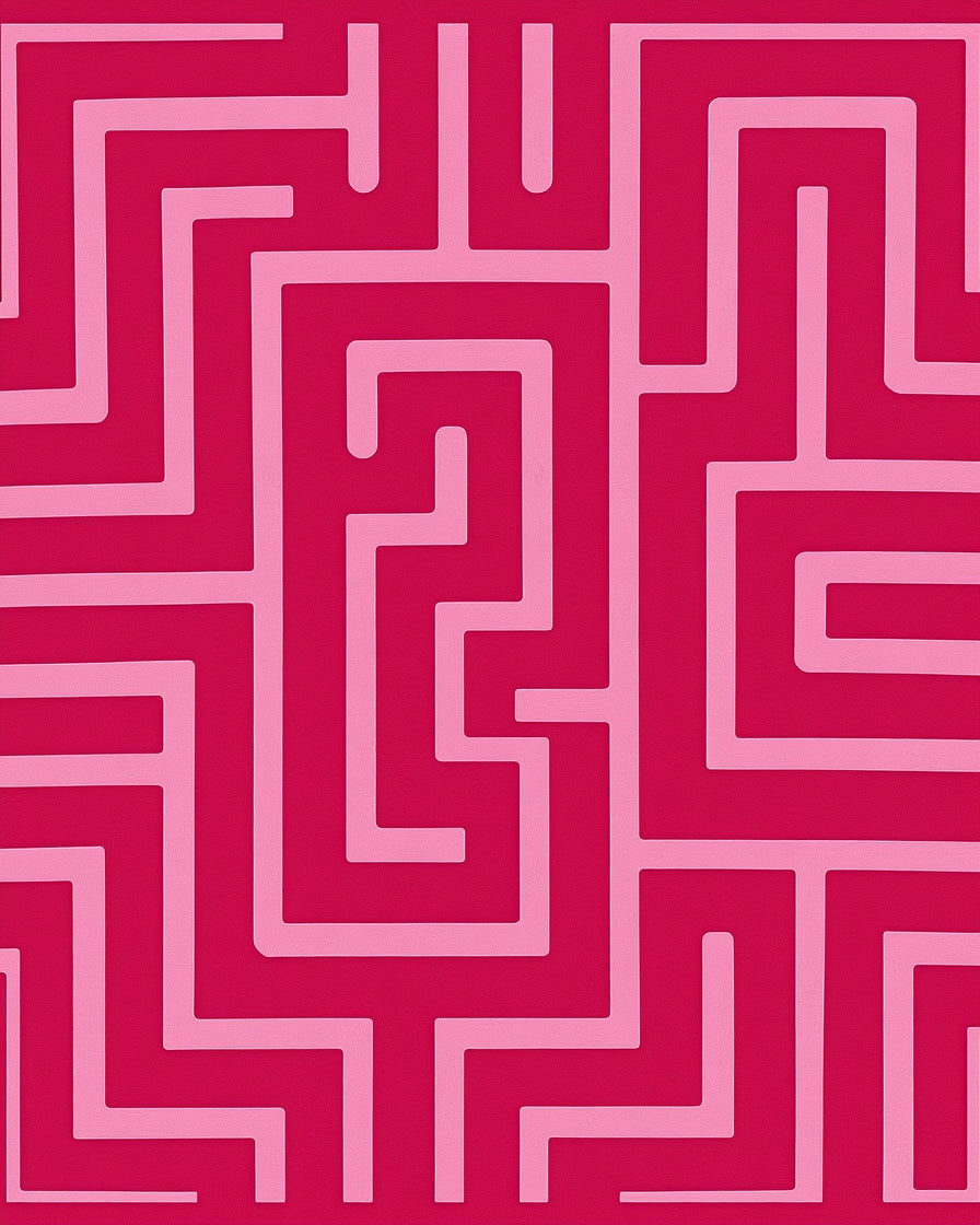 Crimson Pink Maze Geometric Rug