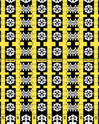 Geometric Black Yellow Abstract Circuitry Rug