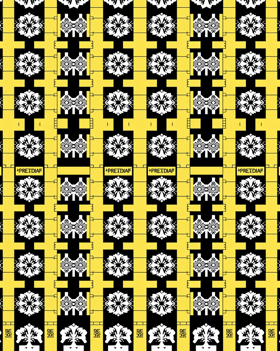 Geometric Black Yellow Abstract Circuitry Rug