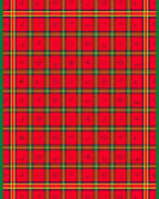 Crimson Plaid with Scattered Icons Rug