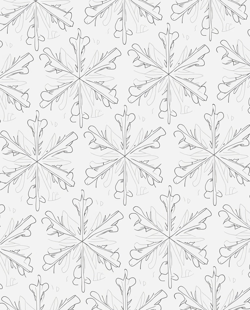 Modern Gray Snowflake Repeating Pattern Rug