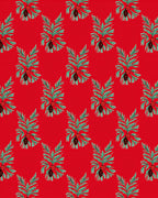 Red Tropical Palm Frond Medallion Rug