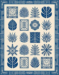 Navy Botanical Collage Contemporary Rug