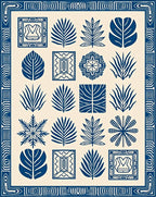 Navy Botanical Collage Contemporary Rug