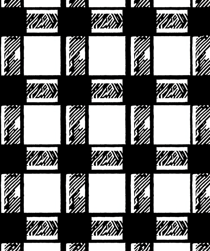 Black White Checked Graphic Squares Rug
