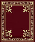 Ornate Crimson Gold Leaf Border Rug