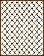 Cream Brown Woven Chain Link Rug