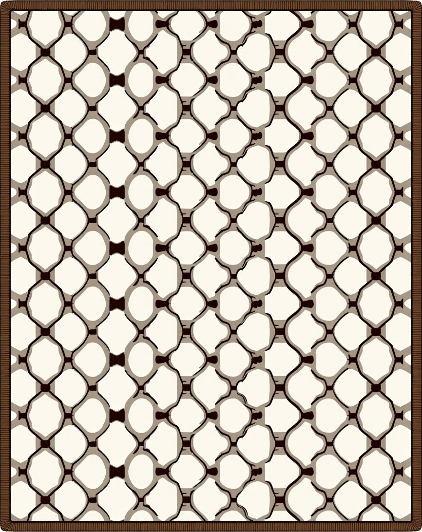 Cream Brown Woven Chain Link Rug