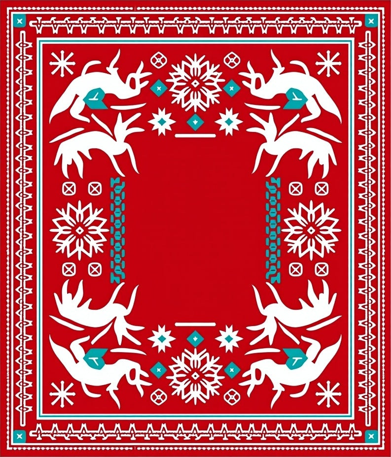 Bold Red Woodland Animal Snowflakes Rug