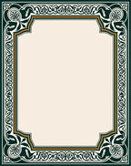 Ornate Green Gold Floral Frame Rug