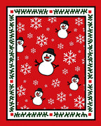 Festive Snowman Snowflake Christmas Red Rug