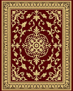 Crimson Gold Floral Medallion Border Rug