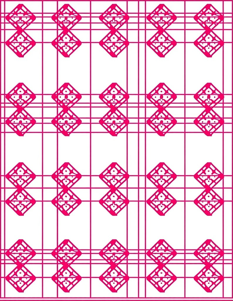 Pink Geometric Diamond lattice Rug