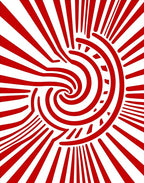 Bold Crimson Swirl Sunburst Rug