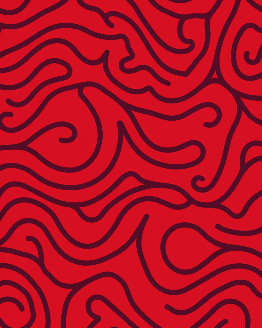 Crimson Swirls Organic Flow Rug