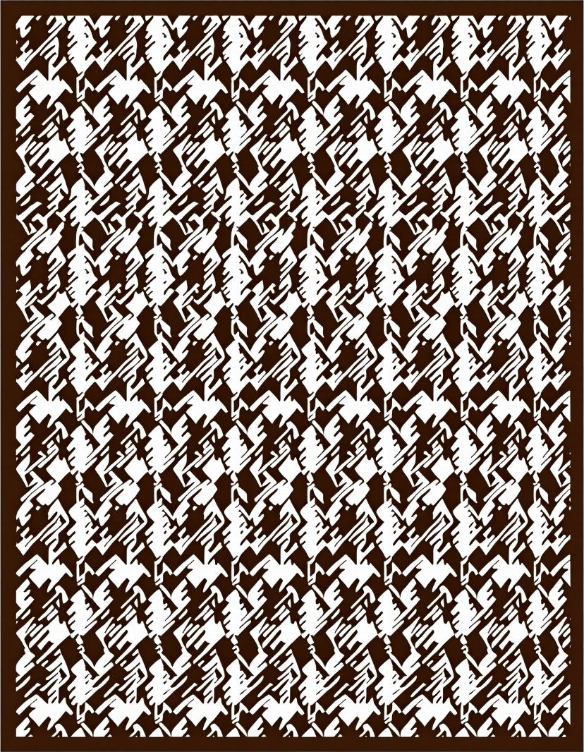 Brown and White Jagged Houndstooth Texture Rug