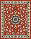 Rustic Red Floral Medallion Sunburst Rug