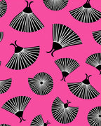 Pink Contemporary Fan Medallion Rug