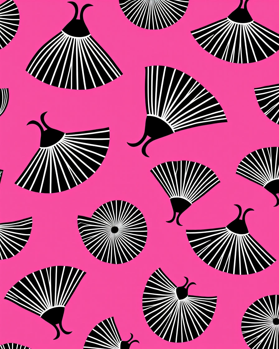 Pink Contemporary Fan Medallion Rug