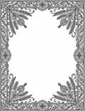 Ornate Black Scrollwork Floral Border Rug
