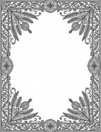 Ornate Black Scrollwork Floral Border Rug