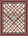 Crimson Lattice Arabesque Geometric Rug