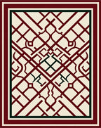 Crimson Lattice Arabesque Geometric Rug