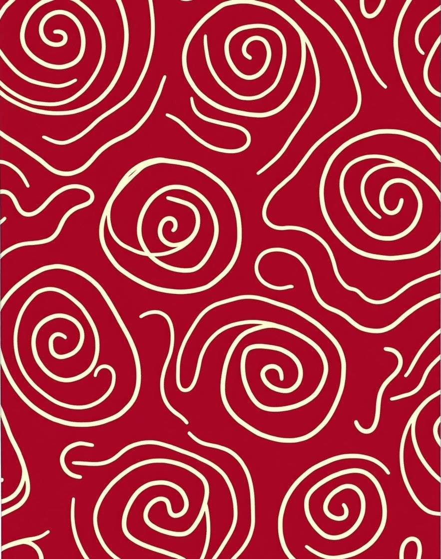 Crimson Swirl Abstract Organic Rug