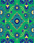 Emerald Green Floral Medallion Arrangement Rug