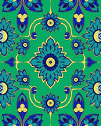 Emerald Green Floral Medallion Arrangement Rug