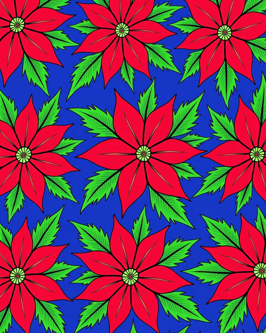 Radiant Red Poinsettia Bloom Rug