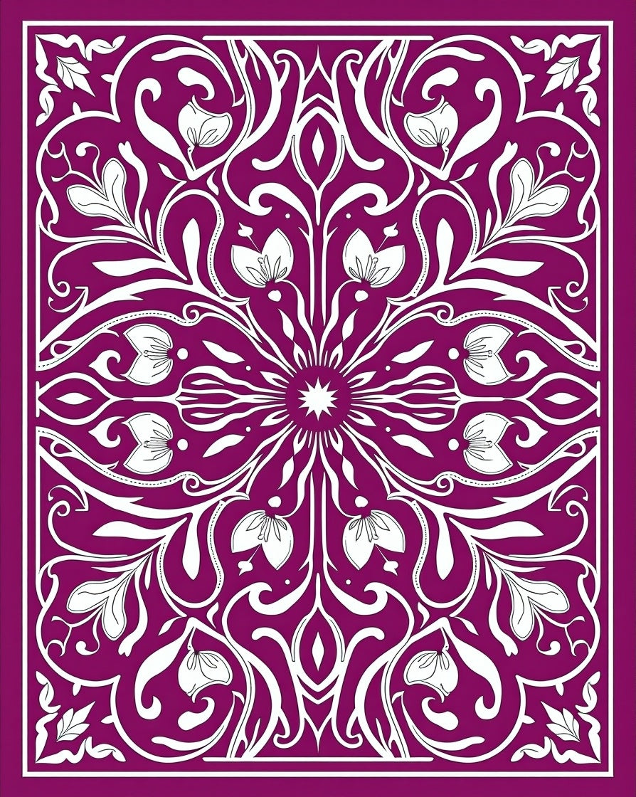 Rich Plum Floral Medallion Rug