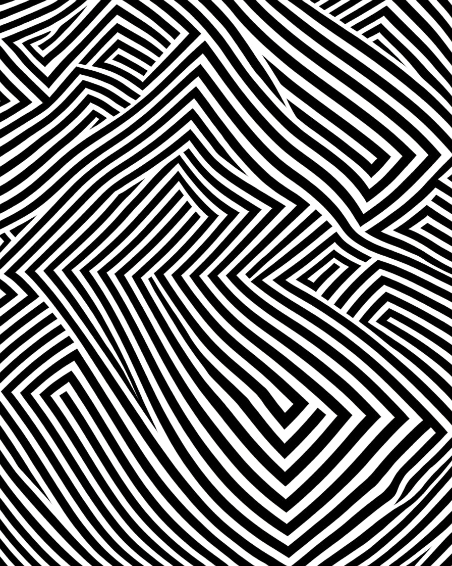 Black White Optical Illusion Maze Rug
