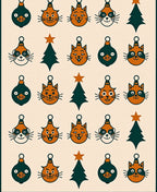 Retro Orange Cat Christmas Ornament Rug