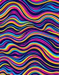 Vibrant Abstract Blue Yellow Pink Waves Rug
