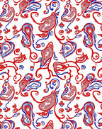 Red Blue Swirl Organic Abstract Rug