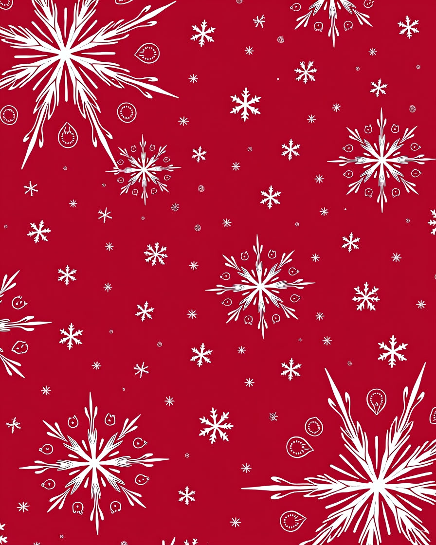 Red White Snowflake Festival Art Rug
