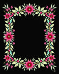 Vibrant Pink Floral Vine Border Rug