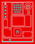 Red Cyan Console Interface Rug