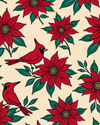 Crimson Cardinal Floral Arrangement Rug